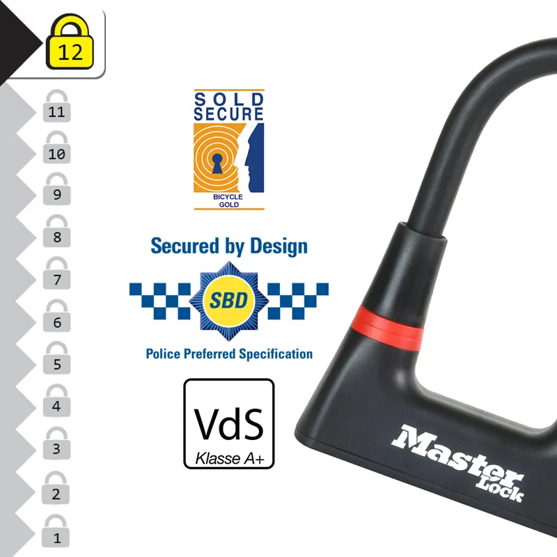 Master Lock Sold Secure Diamond D-Lock 8 X 16cm 8278EURDPRO Black-3